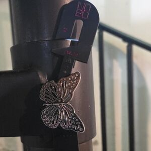 No Boundaries Black Belt with Silver Butterfly Accent